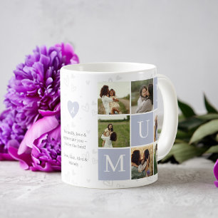 Mum Foto Square Gird Monogram & Personalisiert Kaffeetasse
