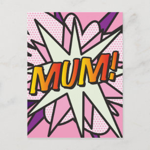 MUM Fun Retro Comic Book Pop Art Postkarte