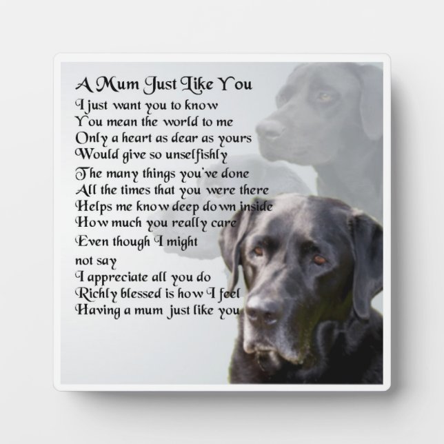 Mum Gedicht Plaque - Schwarzes Labrador-Design Fotoplatte (Vorderseite)