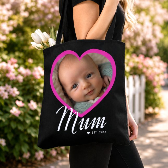 Mum hat Skript Pink Herz Foto Schwarz eingerichtet (Von Creator hochgeladen)