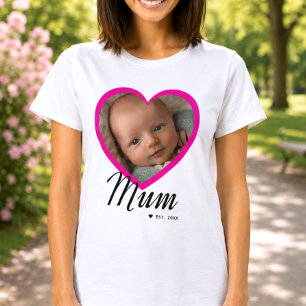 Mum hat Skript Pink Herz Foto Weiß eingerichtet T-Shirt