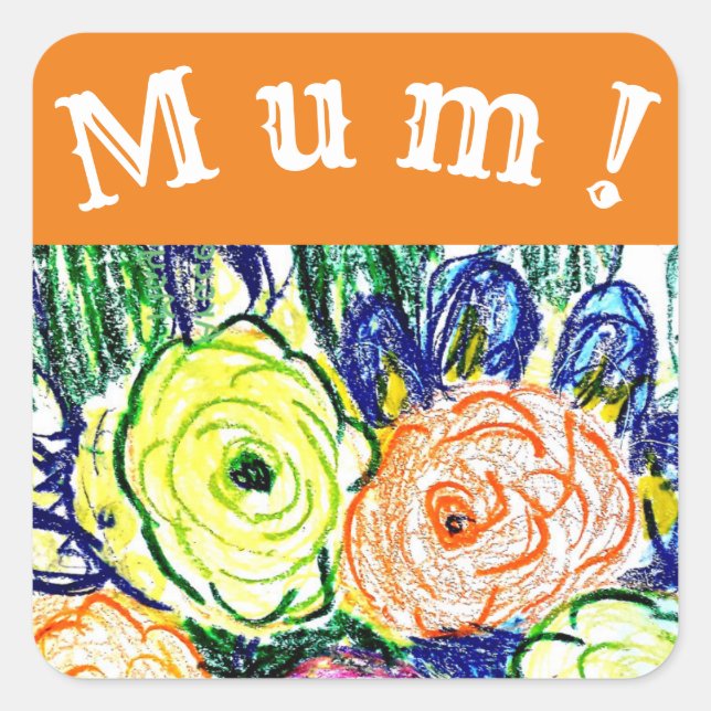 MUM! Karte Quadratischer Aufkleber (Vorderseite)
