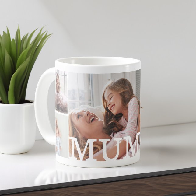MUM-Mehrfachfokus und benutzerdefiniertes Monogram Kaffeetasse (MUM Multiple Photo Collage & Custom Monogram Coffee Mug)