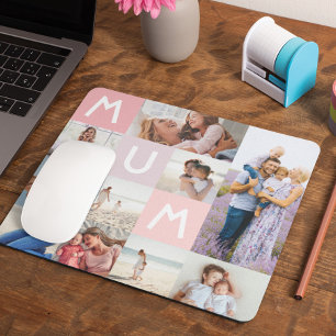 Mum Modern Foto Grid Collage Family Pink halten Mousepad