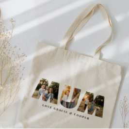 Mum multi-Foto beste elegante einfache Typografie Tragetasche