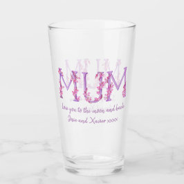 Mum pink orchid Blume Aquarellfarben benutzerdefin Glas