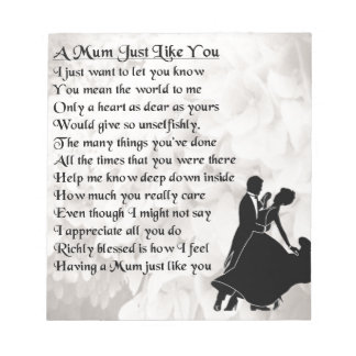 Mum Poem - Ballroom Dancers Notizblock