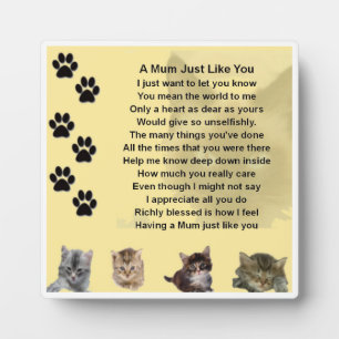 Mum Poem Plaque - Cats Design Fotoplatte