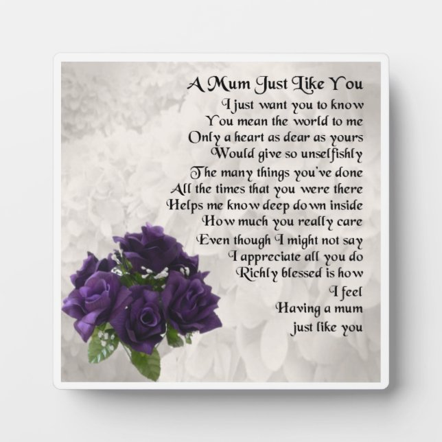 Mum Poem Plaque - Design Lila Rose Fotoplatte (Vorderseite)
