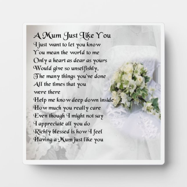 Mum Poem Plaque - Hochzeitsdesign Fotoplatte (Vorderseite)