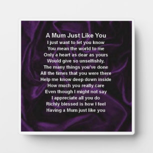 Mum Poem Plaque - Lila Seidendesign Fotoplatte