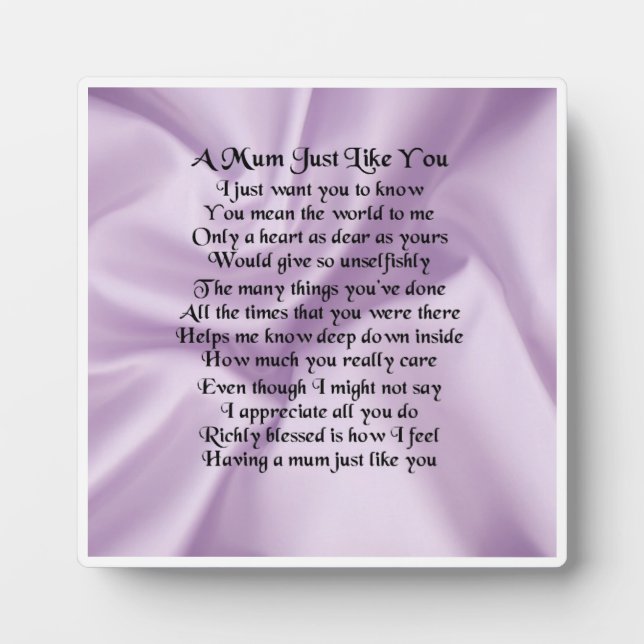 Mum Poem Plaque - Lilac Fotoplatte (Vorderseite)