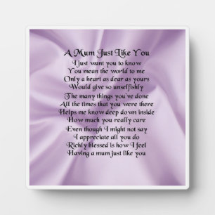 Mum Poem Plaque - Lilac Silk Design Fotoplatte