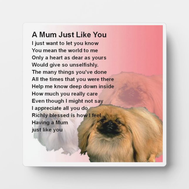 Mum Poem Plaque - Pekingese Dog Design Fotoplatte (Vorderseite)