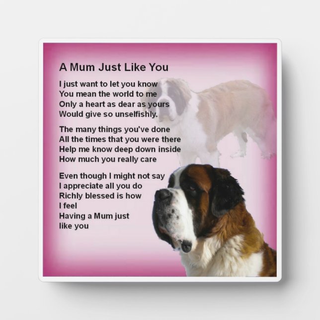 Mum Poem Plaque - St Bernard Dog Design Fotoplatte (Vorderseite)