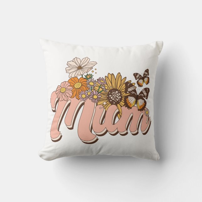 Mum Retro Floral Kissen (Vorderseite)