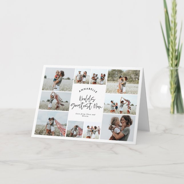 Mum typografie elegante moderne minimale Multi-Fot Dankeskarte (Vorderseite)