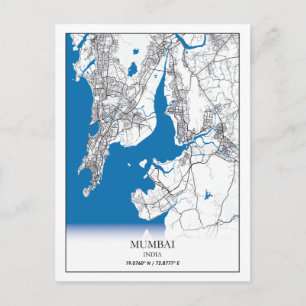 Mumbai India City Map Travel Simple Postkarte