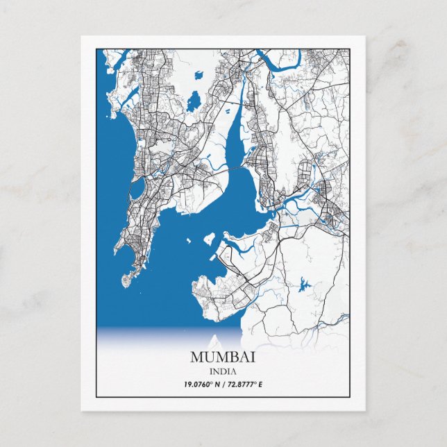 Mumbai India City Map Travel Simple Postkarte (Vorderseite)