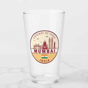 Mumbai India City Skyline Emblem Glas