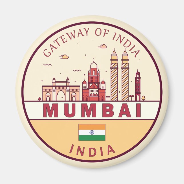 Mumbai India City Skyline Emblem Magnet (Vorne)