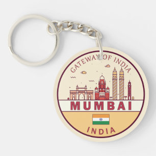 Mumbai India City Skyline Emblem Schlüsselanhänger