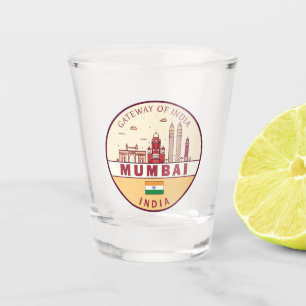 Mumbai India City Skyline Emblem Schnapsglas
