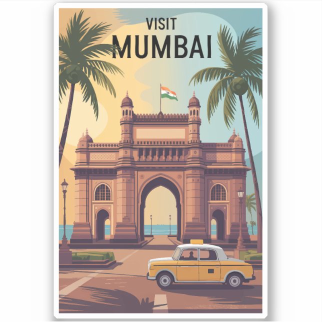 Mumbai India Gateway India Illustration Travel Aufkleber (Vorderseite)