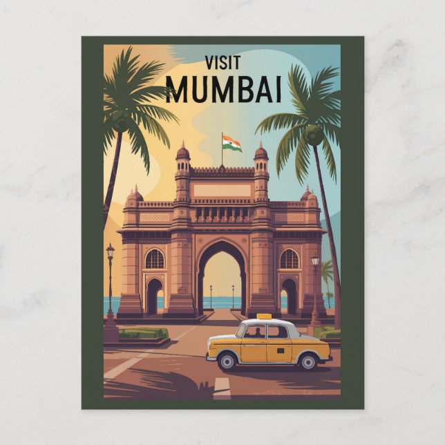 Mumbai India Gateway India Illustration Travel Postkarte (Vorderseite)