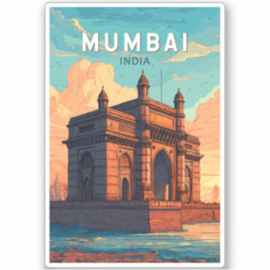 Mumbai India Illustration Travel Art Vintag Aufkleber