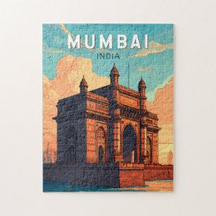 Mumbai India Illustration Travel Art Vintag Puzzle