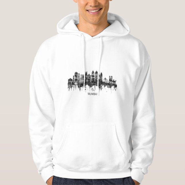 Mumbai India Skyline BW Hoodie (Vorderseite)