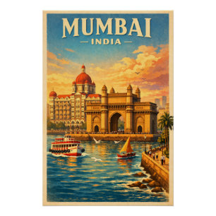 Mumbai, Indien, im klassischen Retro-Stil Poster