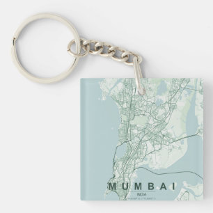 Mumbai Indien Stadtplan & Benutzerdefinierter Text Schlüsselanhänger