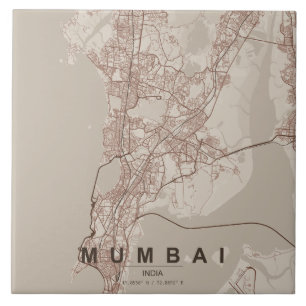 Mumbai Indien Stadtplan Minimal Design Fliese
