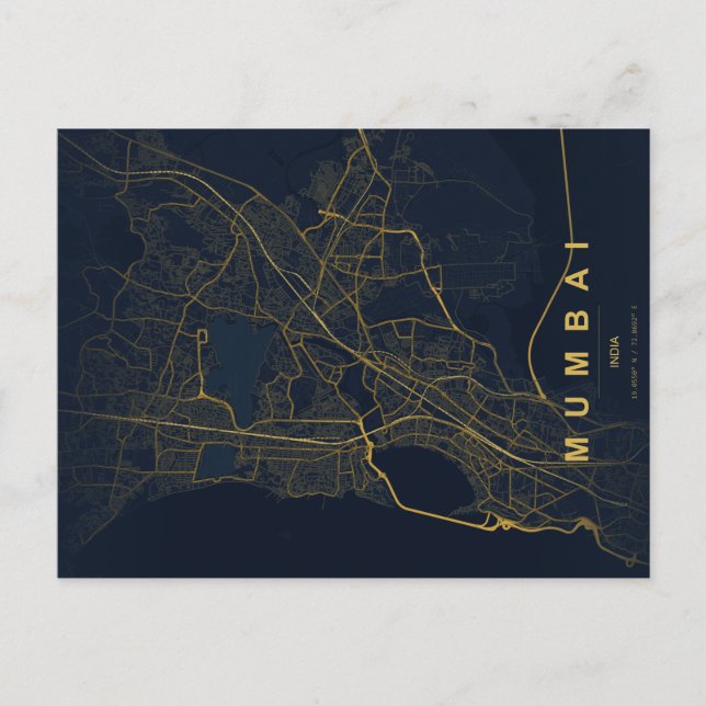 Mumbai Indien Stadtplan Minimal Design Postkarte (Vorderseite)