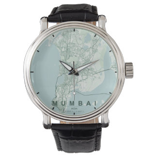 Mumbai Indien Stadtplan Minimales Design Armbanduhr