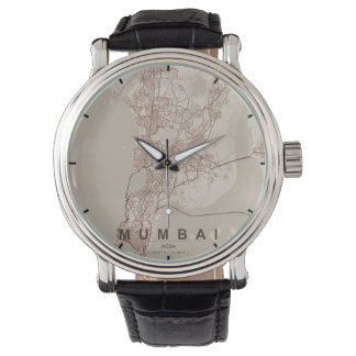 Mumbai Indien Stadtplan Minimales Design Armbanduhr