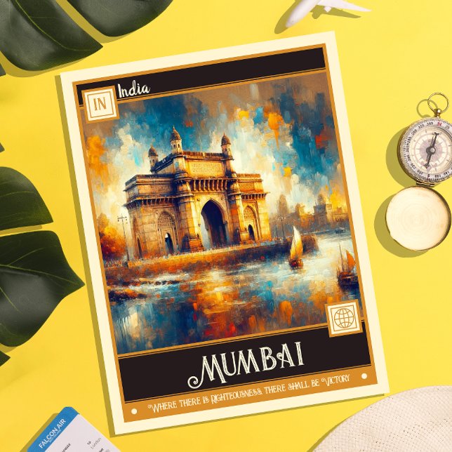 Mumbai, Indien | Vintage Malerei Postkarte (Von Creator hochgeladen)