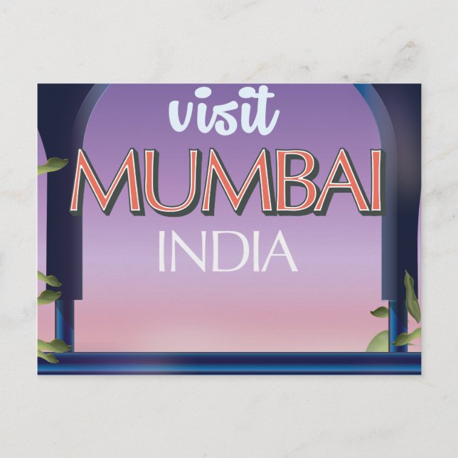 Mumbai Indien Vintages Reiseplakat Postkarte (Vorderseite)