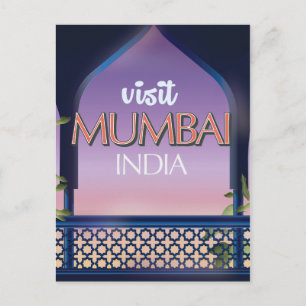 Mumbai Indien Vintages Reiseplakat Postkarte