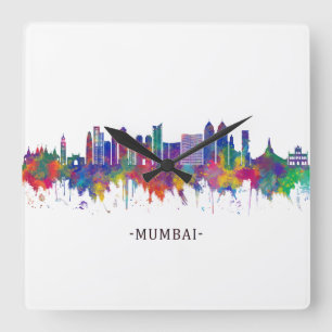 Mumbai Maharashtra Skyline Quadratische Wanduhr