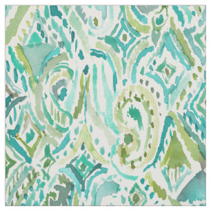 MUMBAI-SCHWINGUNGEN Aqua Paisley Stammes- Stoff