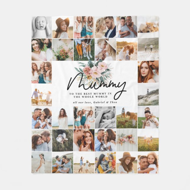 Mumie Geschenk mehrere Fotos schöne Blumen Fleecedecke (Vorderseite)