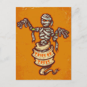 Mumie und altes Band für Halloween Postkarte