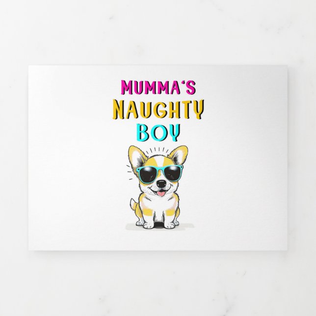 Mummas schmutzige Junge Hunde bester Geschenk am M Dreifach Gefaltete Ankündigung (Cover)