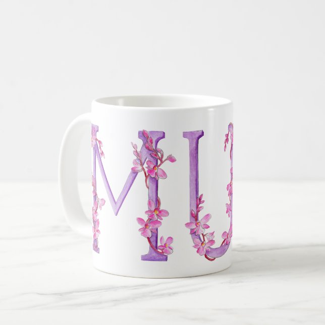 Mumme Text Orchid Art Malerei Tasse (Vorderseite Links)