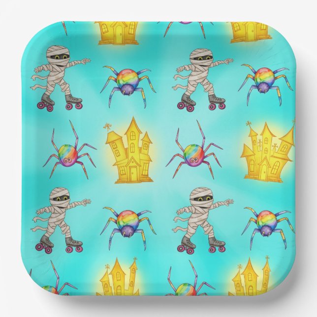 Mummies auf Roller-Skaten von Natasha Us Pappteller (Vorderseite)