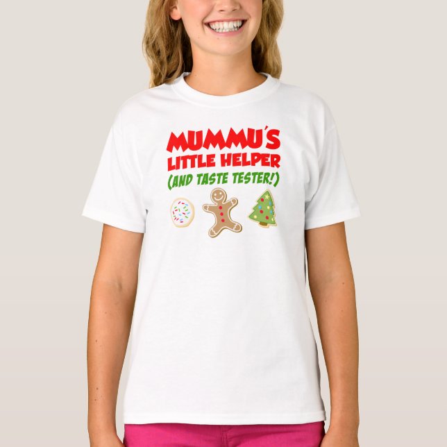 Mummus kleiner Helfer Weihnachtskekse T - Shirt (Vorderseite)