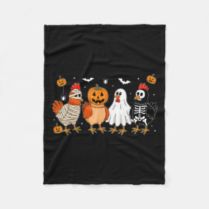Mummy Chicken Skeleton Ghost Pumpkin Halloween Chi Fleecedecke